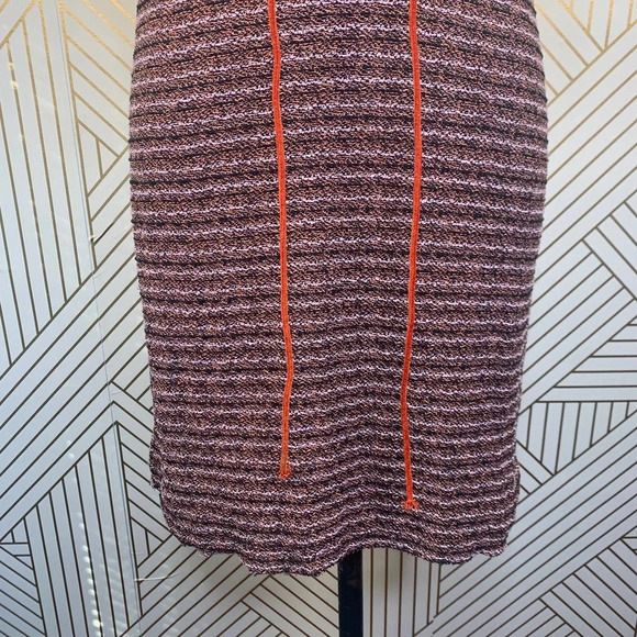 Zara Tweed Pink Orange Stripe Tie Neck Short Sleeve Mini Dress Size Small - Picture 4 of 11